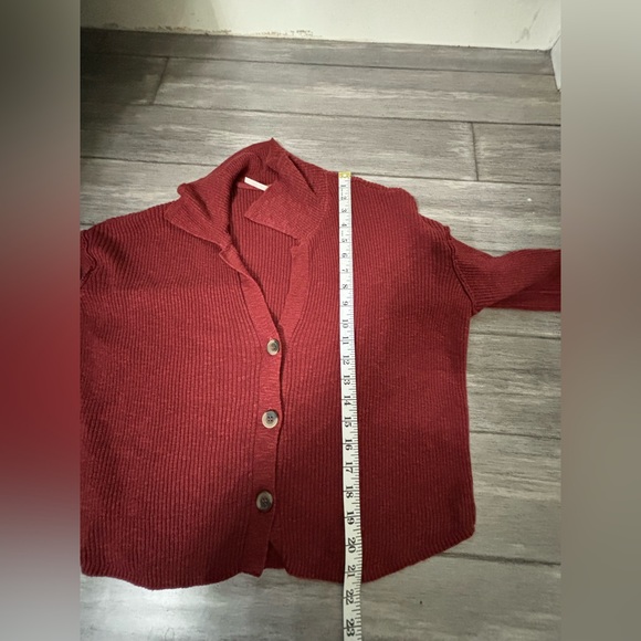 Free People Ella Sweater Ribbed Collared Cardigan Coquette Boho Crop Top - Picture 7 of 7